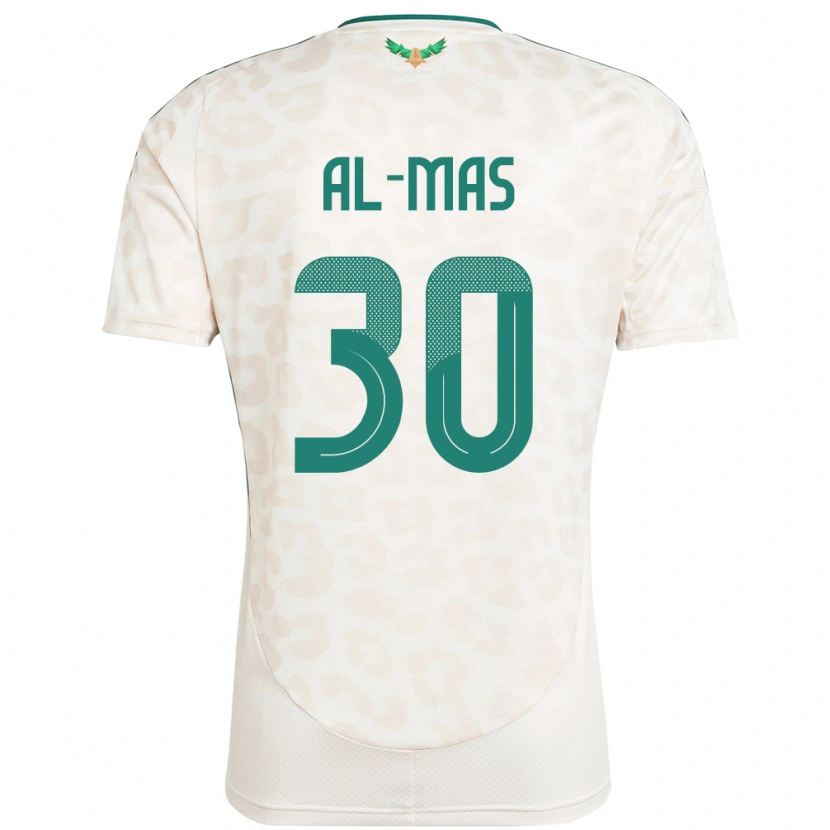 Danxen Enfant Maillot Arabie Saoudite Abdullah Al-Mas #30 Blanc Tenues Extérieur 24-26 T-Shirt