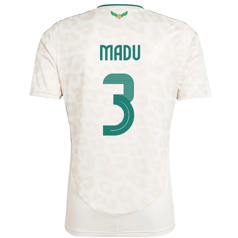 Danxen Enfant Maillot Arabie Saoudite Abdullah Madu #3 Blanc Tenues Extérieur 24-26 T-Shirt