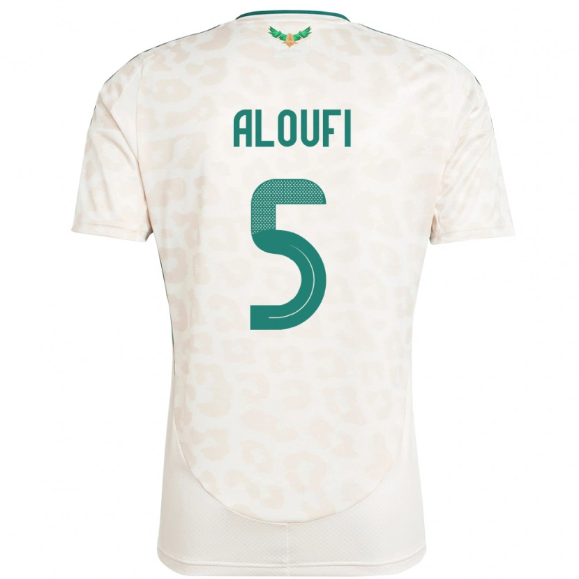 Danxen Enfant Maillot Arabie Saoudite Mohammed Aloufi #5 Blanc Tenues Extérieur 24-26 T-Shirt