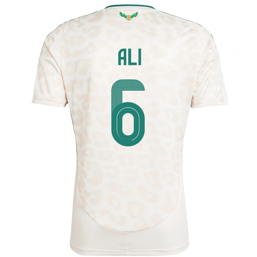 Danxen Enfant Maillot Arabie Saoudite Amjad Ali #6 Blanc Tenues Extérieur 24-26 T-Shirt