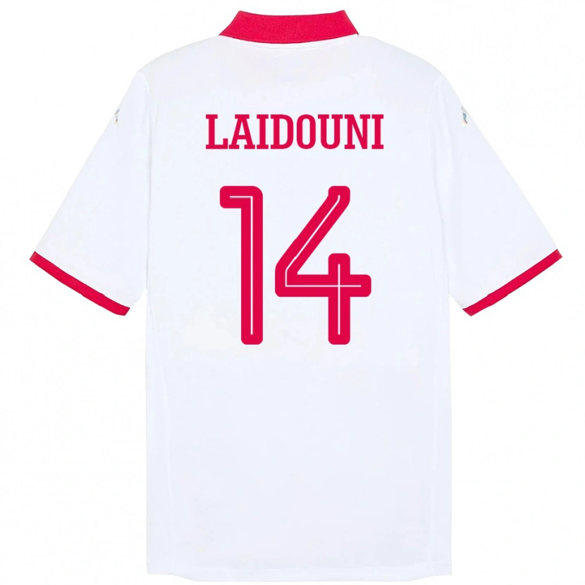 Danxen Enfant Maillot Tunisie Aïssa Laïdouni #14 Blanc Tenues Extérieur 24-26 T-Shirt