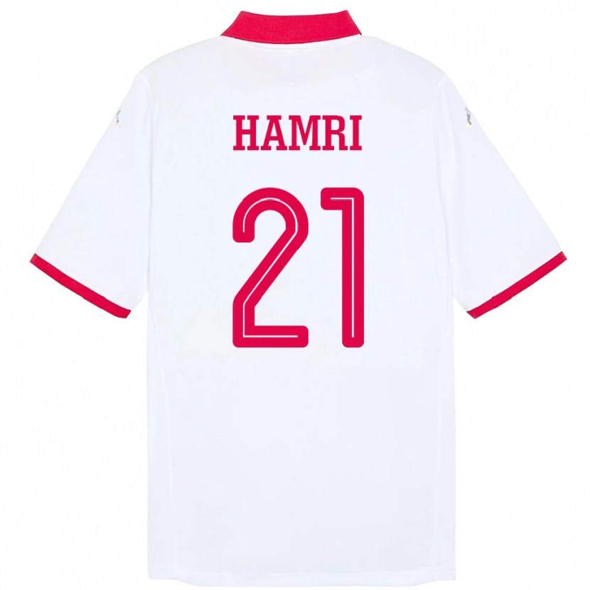 Danxen Enfant Maillot Tunisie Rabii Hamri #21 Blanc Tenues Extérieur 24-26 T-Shirt