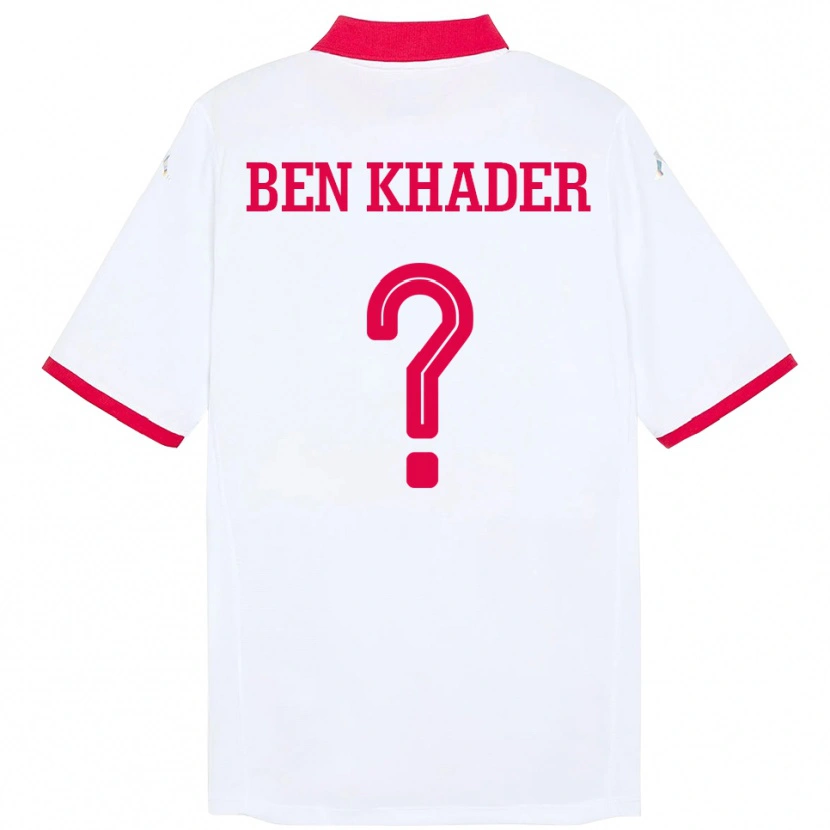 Danxen Enfant Maillot Tunisie Chaouki Ben Khader #0 Blanc Tenues Extérieur 24-26 T-Shirt