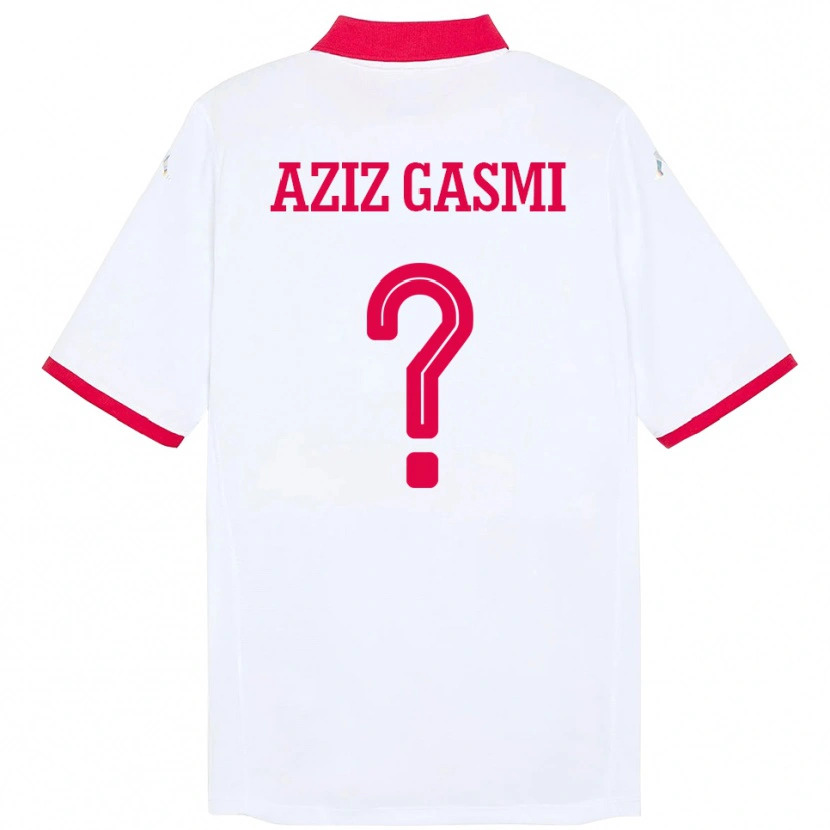 Danxen Enfant Maillot Tunisie Mohamd Aziz Gasmi #0 Blanc Tenues Extérieur 24-26 T-Shirt