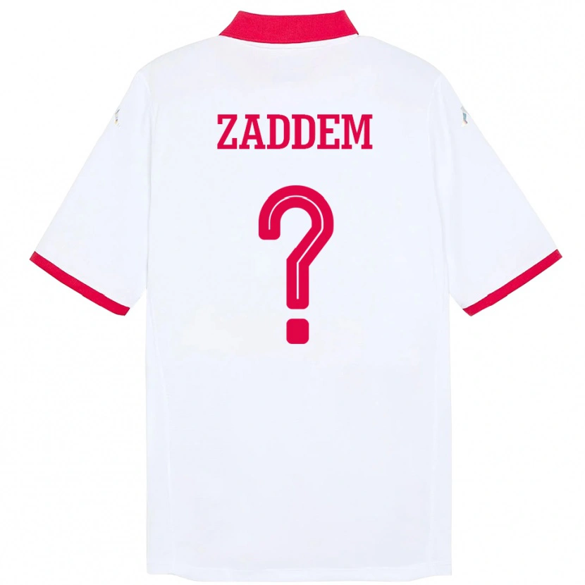 Danxen Enfant Maillot Tunisie Mootez Zaddem #0 Blanc Tenues Extérieur 24-26 T-Shirt