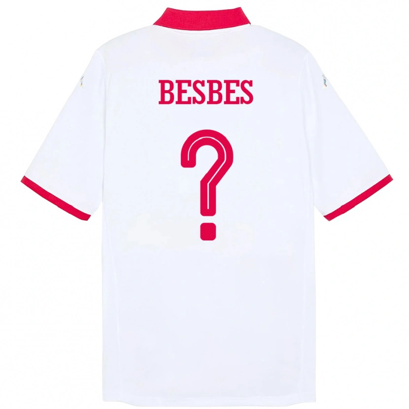 Danxen Enfant Maillot Tunisie Rayen Besbes #0 Blanc Tenues Extérieur 24-26 T-Shirt