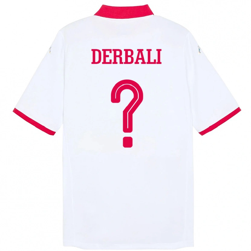 Danxen Enfant Maillot Tunisie Alaeddine Derbali #0 Blanc Tenues Extérieur 24-26 T-Shirt