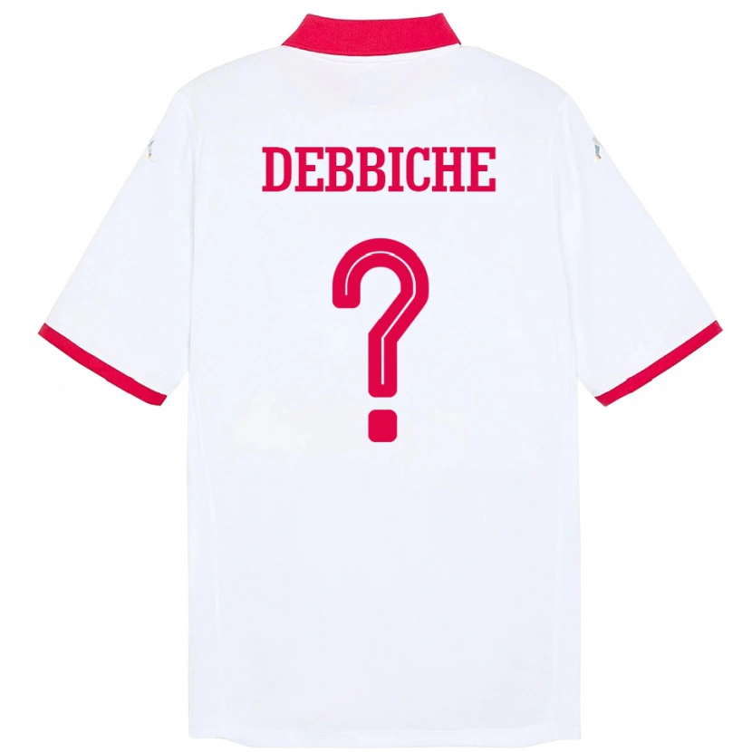Danxen Enfant Maillot Tunisie Wael Debbiche #0 Blanc Tenues Extérieur 24-26 T-Shirt