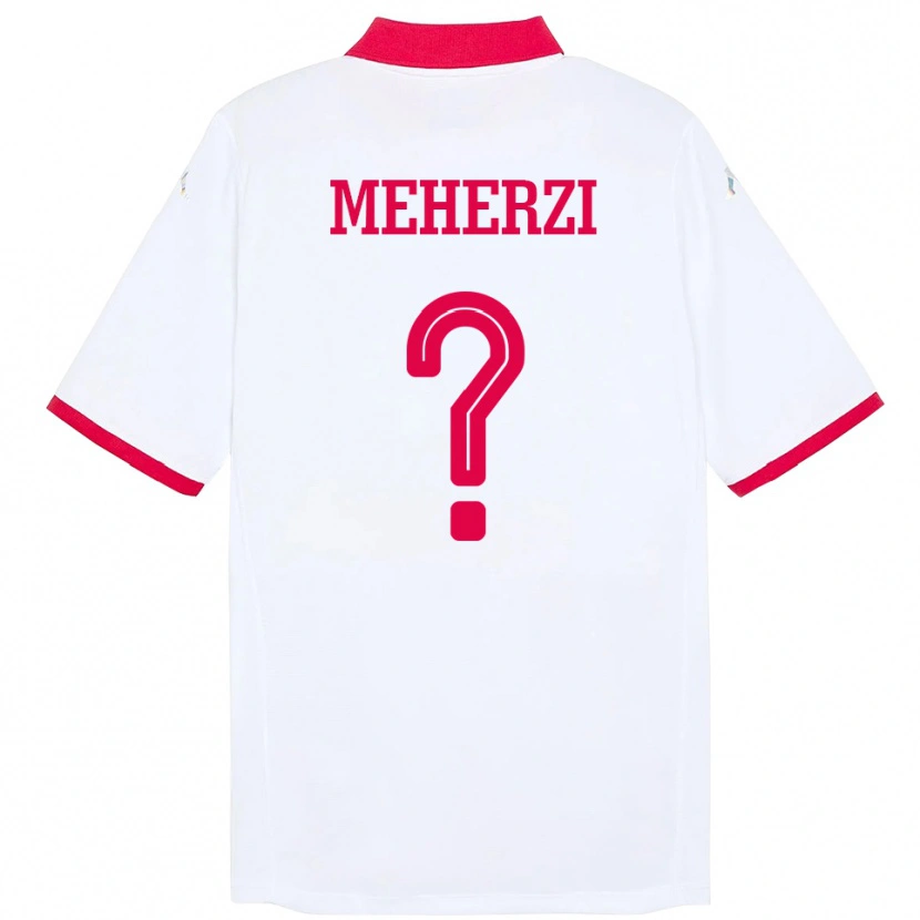 Danxen Enfant Maillot Tunisie Amenallah Meherzi #0 Blanc Tenues Extérieur 24-26 T-Shirt
