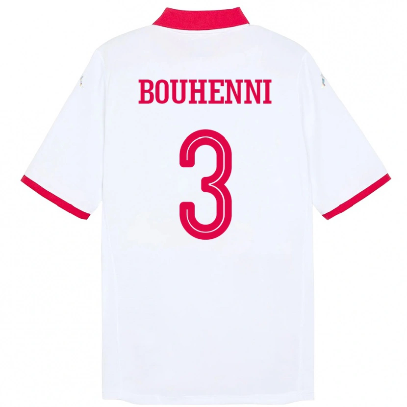 Danxen Enfant Maillot Tunisie Rayen Bouhenni #3 Blanc Tenues Extérieur 24-26 T-Shirt