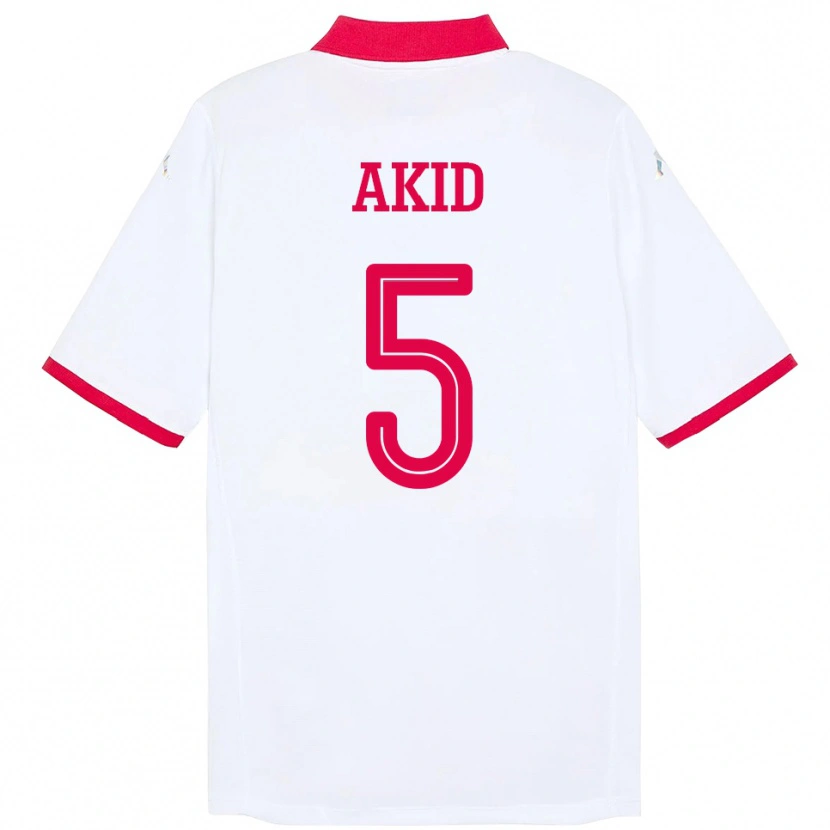 Danxen Enfant Maillot Tunisie Abdessalem Akid #5 Blanc Tenues Extérieur 24-26 T-Shirt