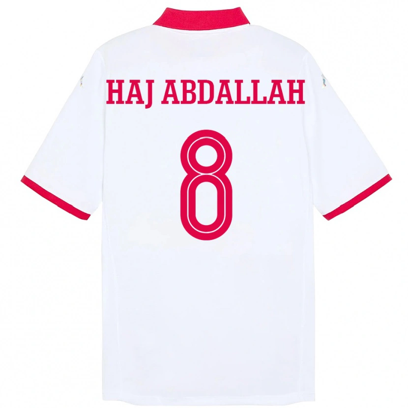 Danxen Enfant Maillot Tunisie Saifedine Haj Abdallah #8 Blanc Tenues Extérieur 24-26 T-Shirt