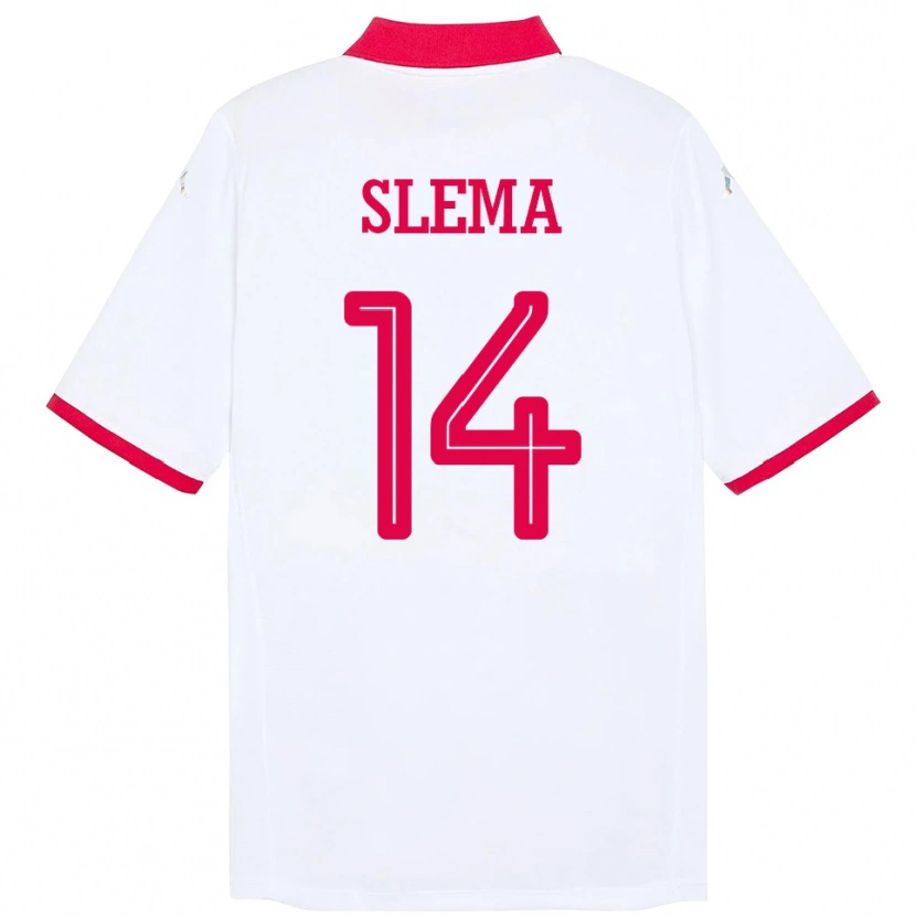 Danxen Enfant Maillot Tunisie Mazen Slema #14 Blanc Tenues Extérieur 24-26 T-Shirt