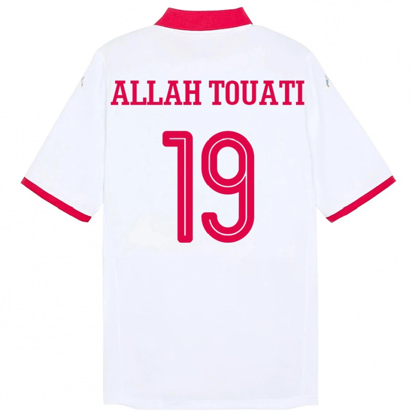 Danxen Enfant Maillot Tunisie Amen Allah Touati #19 Blanc Tenues Extérieur 24-26 T-Shirt