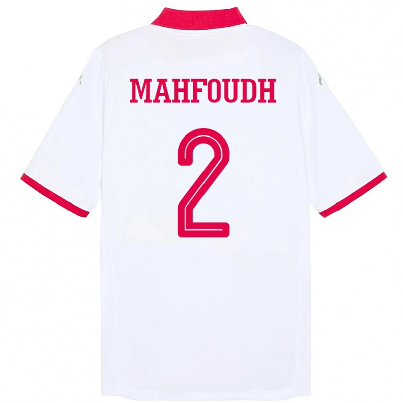 Danxen Enfant Maillot Tunisie Dhikra Mahfoudh #2 Blanc Tenues Extérieur 24-26 T-Shirt