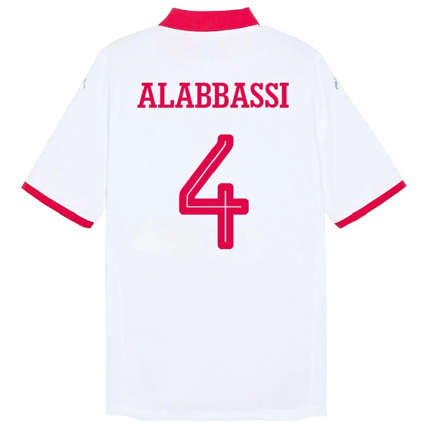 Danxen Enfant Maillot Tunisie Chaima Alabbassi #4 Blanc Tenues Extérieur 24-26 T-Shirt