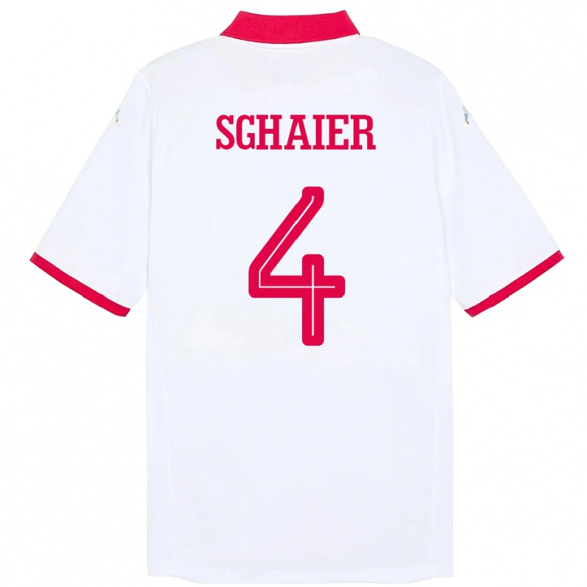 Danxen Enfant Maillot Tunisie Makrem Sghaier #4 Blanc Tenues Extérieur 24-26 T-Shirt