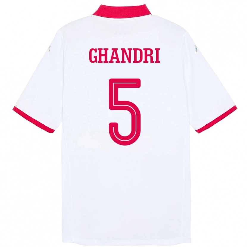 Danxen Enfant Maillot Tunisie Nader Ghandri #5 Blanc Tenues Extérieur 24-26 T-Shirt