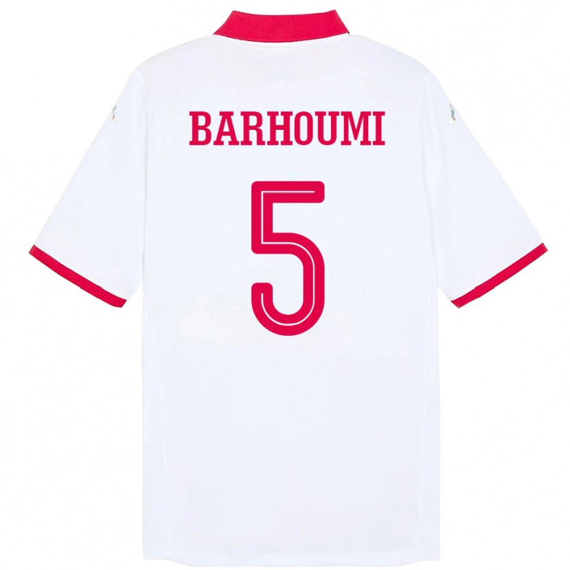 Danxen Enfant Maillot Tunisie Jasmina Barhoumi #5 Blanc Tenues Extérieur 24-26 T-Shirt