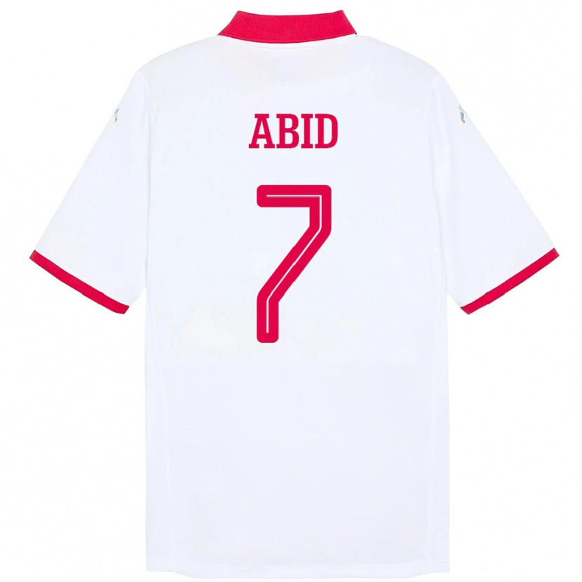 Danxen Enfant Maillot Tunisie Aziz Abid #7 Blanc Tenues Extérieur 24-26 T-Shirt