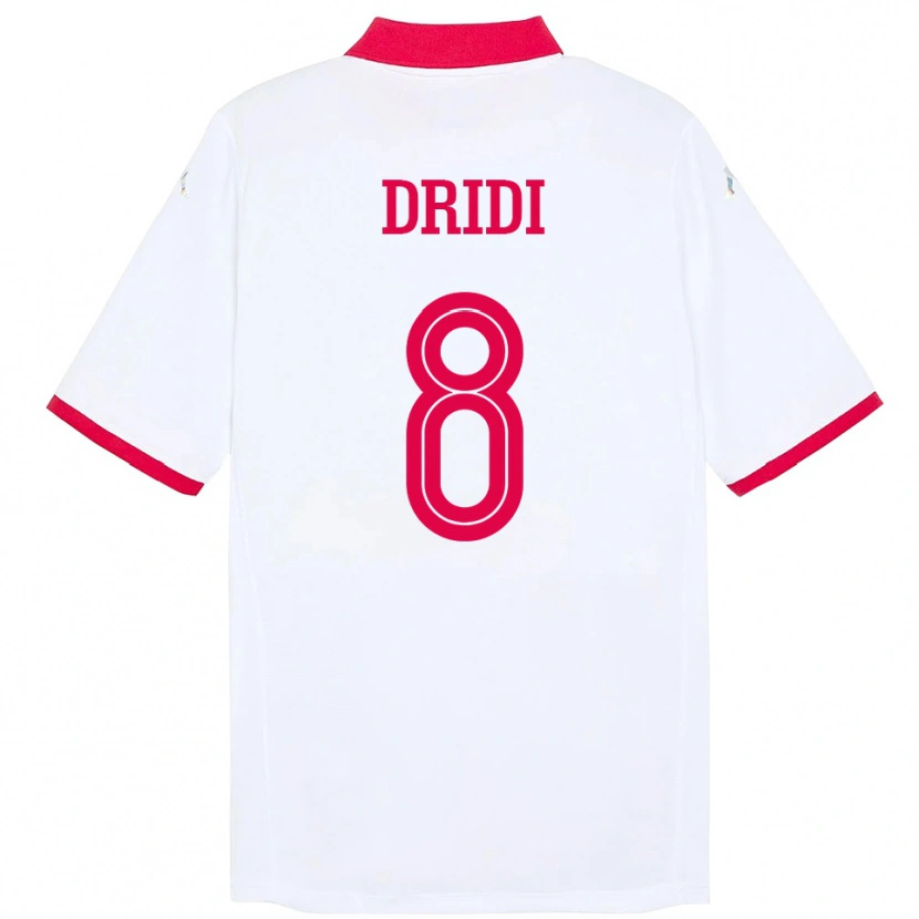 Danxen Enfant Maillot Tunisie Yassine Dridi #8 Blanc Tenues Extérieur 24-26 T-Shirt
