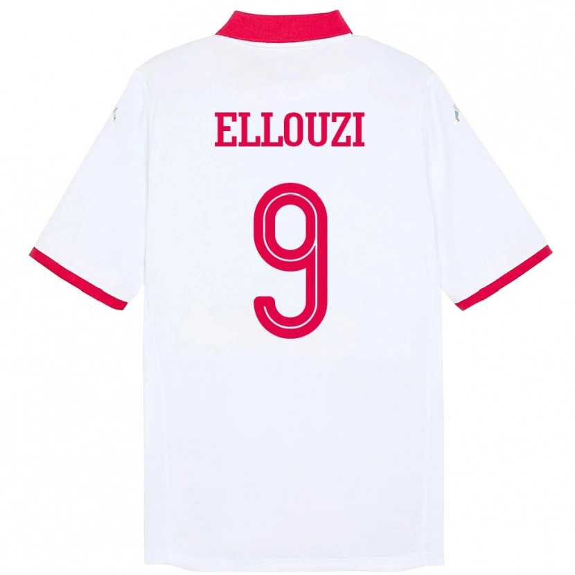 Danxen Enfant Maillot Tunisie Sabrine Ellouzi #9 Blanc Tenues Extérieur 24-26 T-Shirt