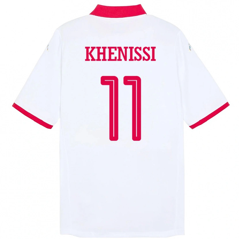 Danxen Enfant Maillot Tunisie Taha Yassine Khenissi #11 Blanc Tenues Extérieur 24-26 T-Shirt