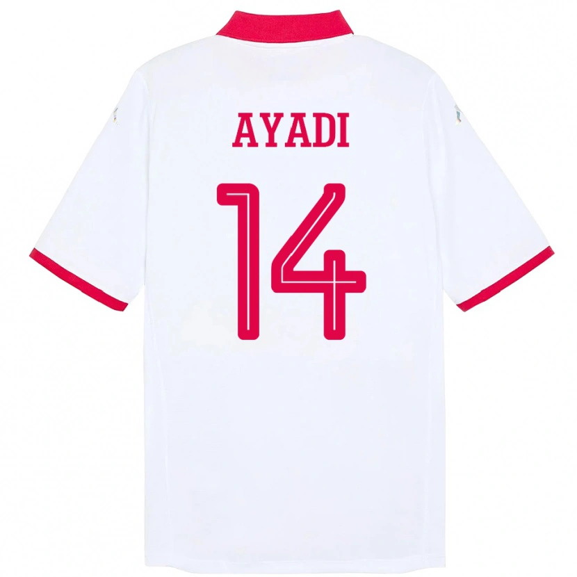 Danxen Enfant Maillot Tunisie Ghada Ayadi #14 Blanc Tenues Extérieur 24-26 T-Shirt