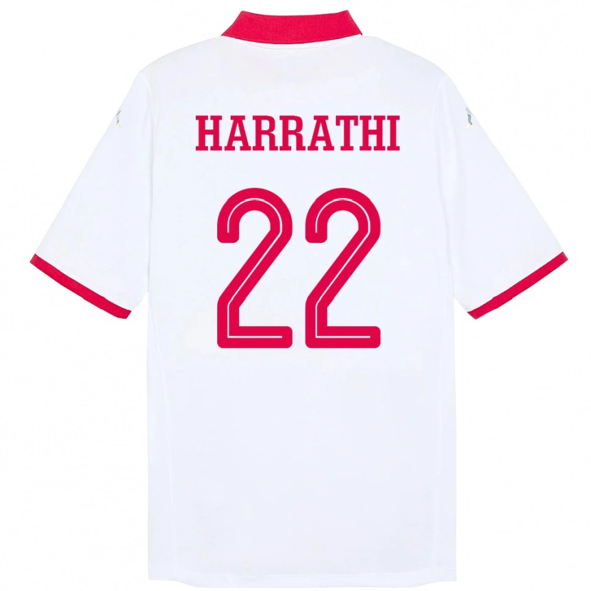 Danxen Enfant Maillot Tunisie Najla Harrathi #22 Blanc Tenues Extérieur 24-26 T-Shirt