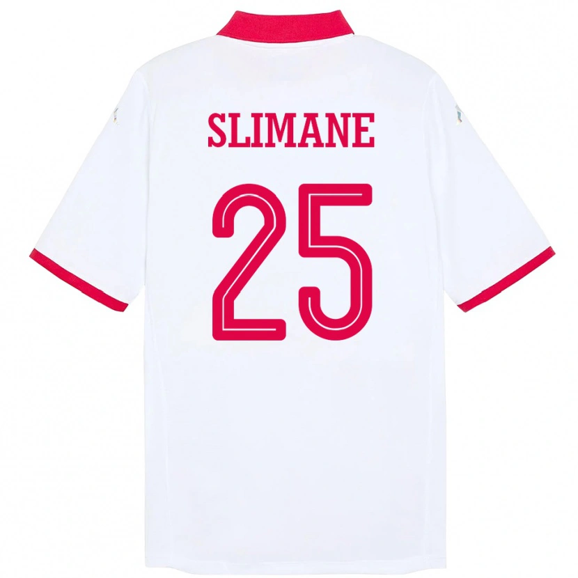 Danxen Enfant Maillot Tunisie Anis Ben Slimane #25 Blanc Tenues Extérieur 24-26 T-Shirt