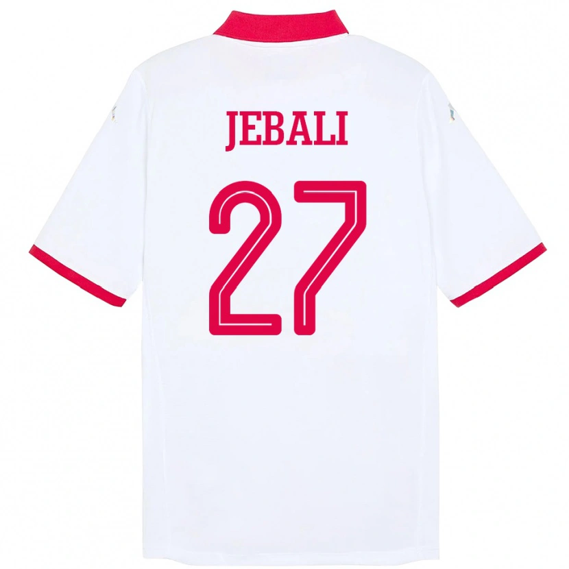 Danxen Enfant Maillot Tunisie Issam Jebali #27 Blanc Tenues Extérieur 24-26 T-Shirt
