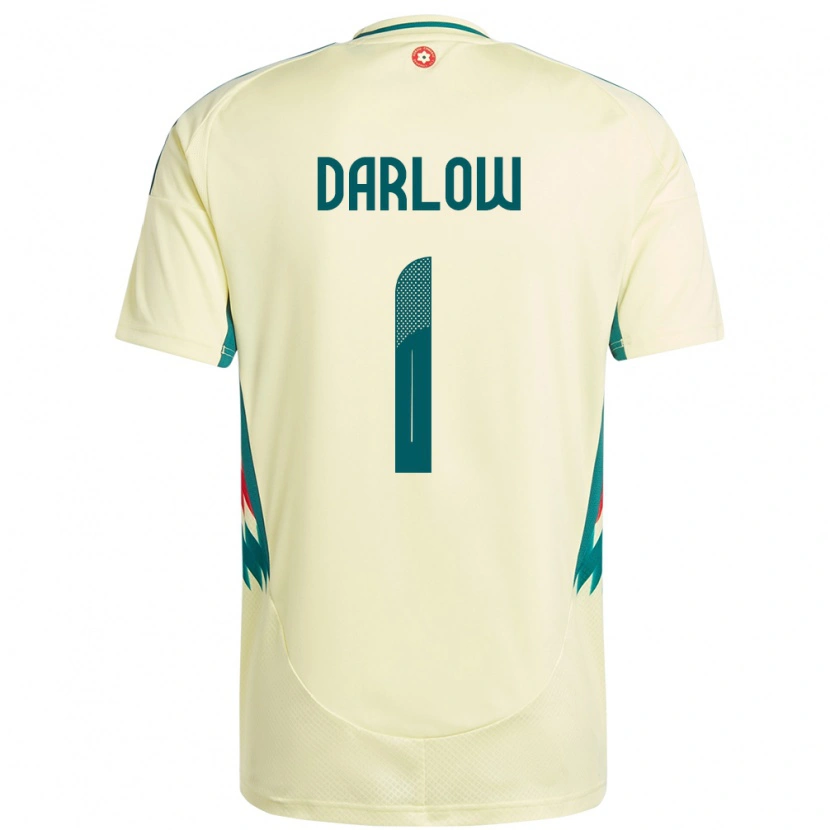Danxen Enfant Maillot Pays De Galles Karl Darlow #1 Beige Jaune Tenues Extérieur 24-26 T-Shirt