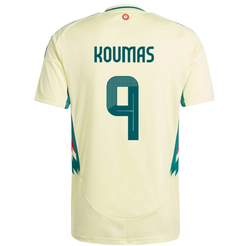 Danxen Enfant Maillot Pays De Galles Lewis Koumas #9 Beige Jaune Tenues Extérieur 24-26 T-Shirt