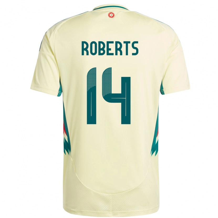Danxen Enfant Maillot Pays De Galles Connor Roberts #14 Beige Jaune Tenues Extérieur 24-26 T-Shirt