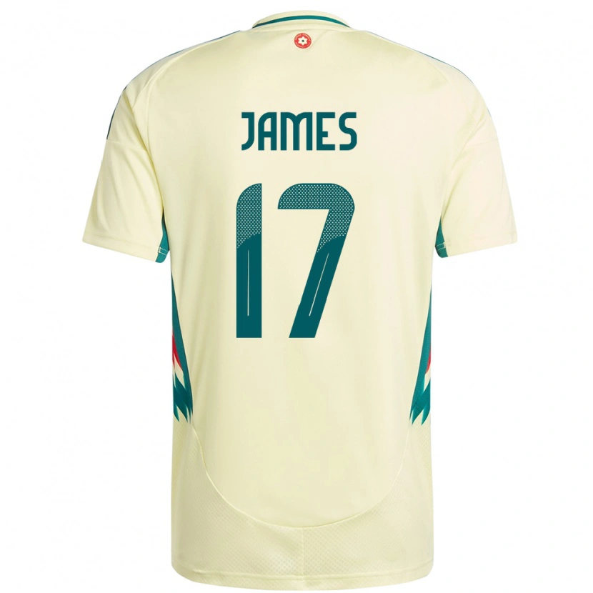 Danxen Enfant Maillot Pays De Galles Jordan James #17 Beige Jaune Tenues Extérieur 24-26 T-Shirt