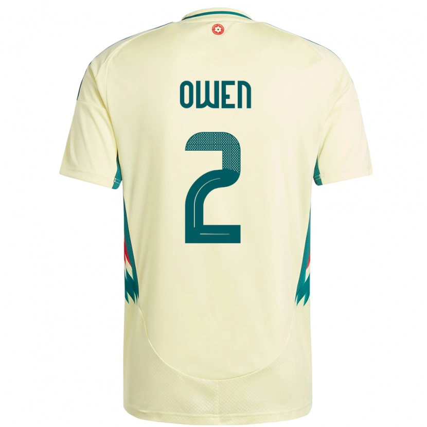 Danxen Enfant Maillot Pays De Galles Kane Owen #2 Beige Jaune Tenues Extérieur 24-26 T-Shirt