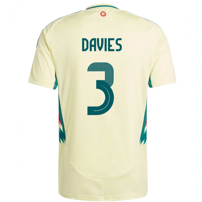 Danxen Enfant Maillot Pays De Galles Mael Davies #3 Beige Jaune Tenues Extérieur 24-26 T-Shirt