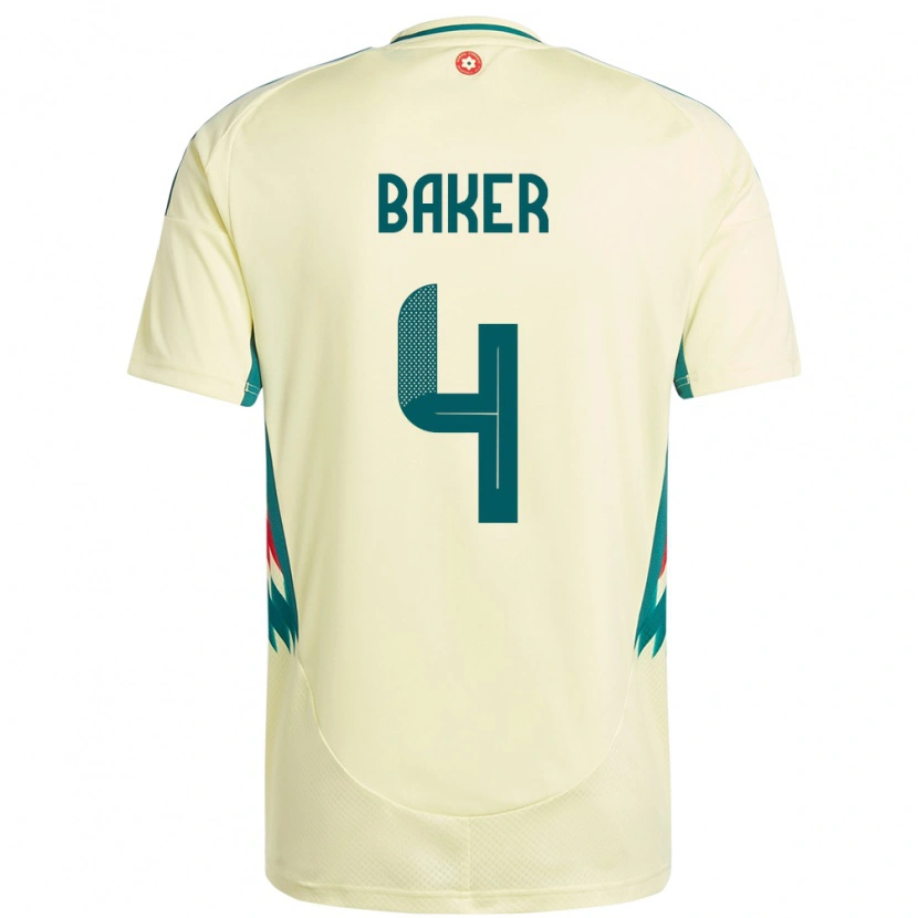 Danxen Enfant Maillot Pays De Galles Matthew Baker #4 Beige Jaune Tenues Extérieur 24-26 T-Shirt