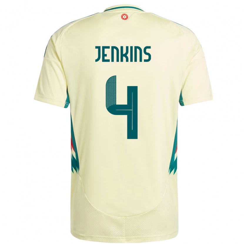 Danxen Enfant Maillot Pays De Galles Lee Jenkins #4 Beige Jaune Tenues Extérieur 24-26 T-Shirt