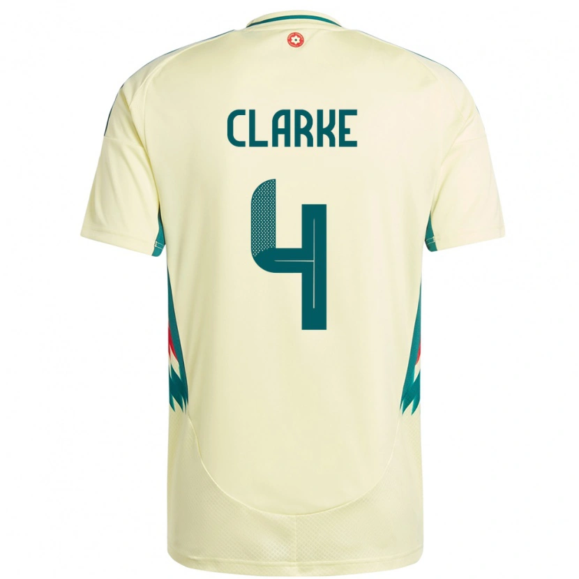 Danxen Enfant Maillot Pays De Galles Brayden Clarke #4 Beige Jaune Tenues Extérieur 24-26 T-Shirt