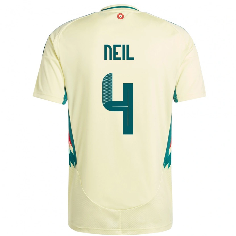 Danxen Enfant Maillot Pays De Galles Marlie Neil #4 Beige Jaune Tenues Extérieur 24-26 T-Shirt