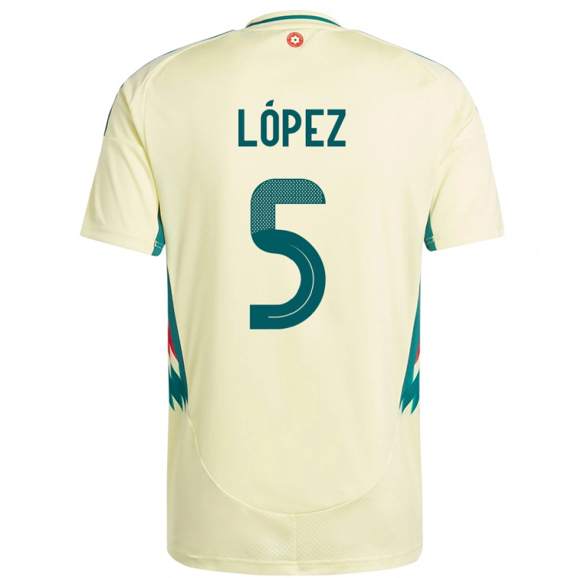 Danxen Enfant Maillot Pays De Galles Pablo López #5 Beige Jaune Tenues Extérieur 24-26 T-Shirt