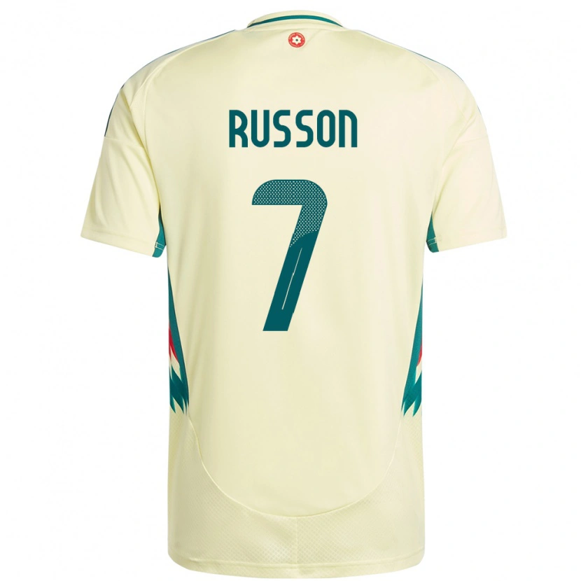 Danxen Enfant Maillot Pays De Galles Will Russon #7 Beige Jaune Tenues Extérieur 24-26 T-Shirt