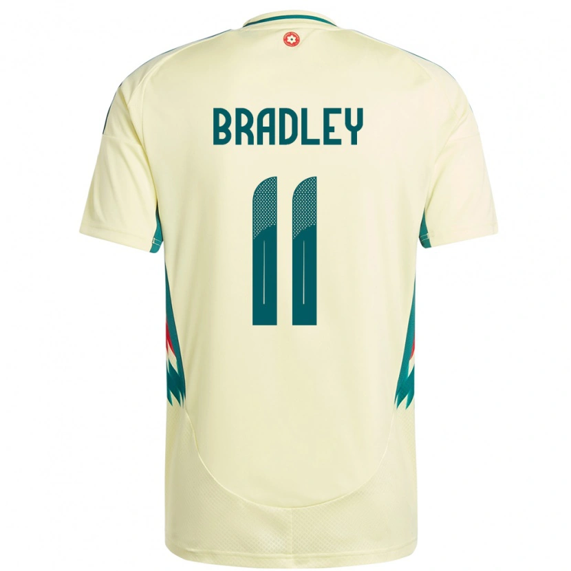 Danxen Enfant Maillot Pays De Galles Sion Bradley #11 Beige Jaune Tenues Extérieur 24-26 T-Shirt