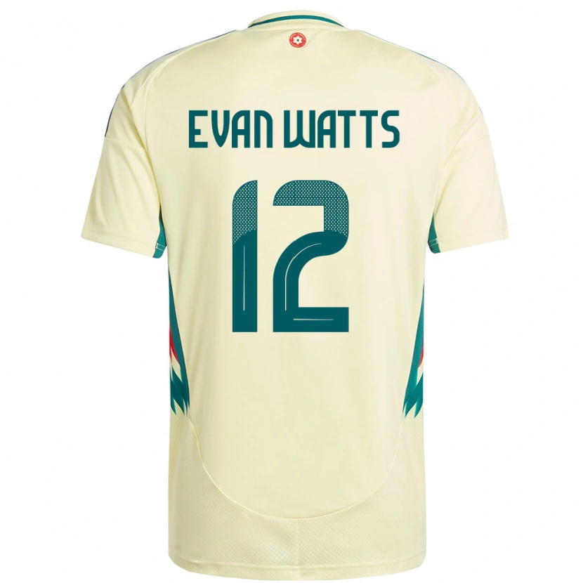 Danxen Enfant Maillot Pays De Galles Evan Watts #12 Beige Jaune Tenues Extérieur 24-26 T-Shirt