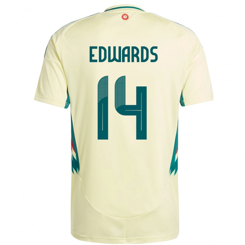 Danxen Enfant Maillot Pays De Galles Noah Edwards #14 Beige Jaune Tenues Extérieur 24-26 T-Shirt