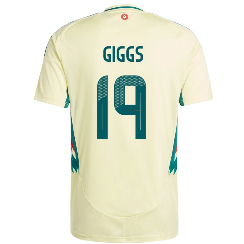 Danxen Enfant Maillot Pays De Galles Zach Giggs #19 Beige Jaune Tenues Extérieur 24-26 T-Shirt