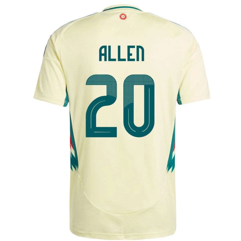 Danxen Enfant Maillot Pays De Galles Cruz Allen #20 Beige Jaune Tenues Extérieur 24-26 T-Shirt