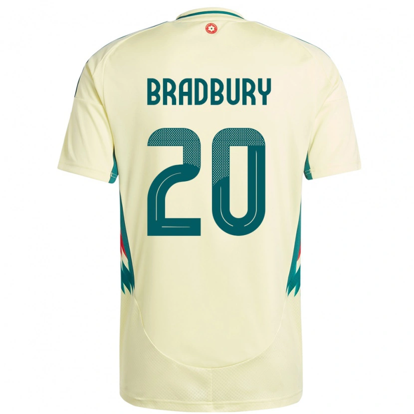 Danxen Enfant Maillot Pays De Galles Louie Bradbury #20 Beige Jaune Tenues Extérieur 24-26 T-Shirt