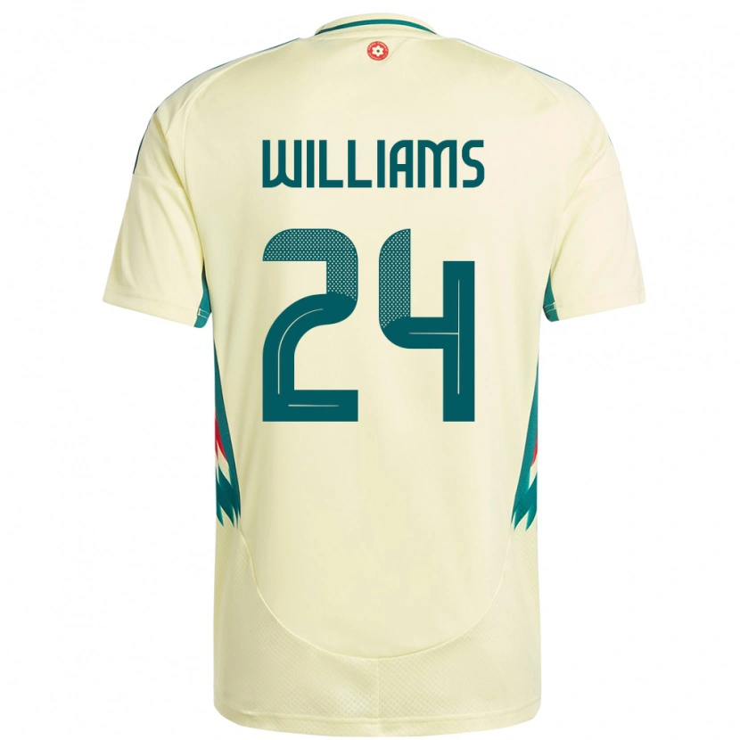 Danxen Enfant Maillot Pays De Galles Alex Williams #24 Beige Jaune Tenues Extérieur 24-26 T-Shirt